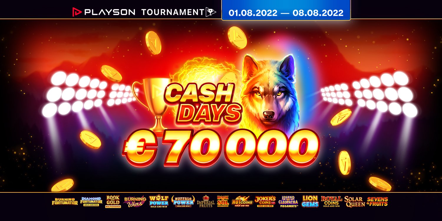 Playson Tουρνουά Αυγούστου CashDays €70,000